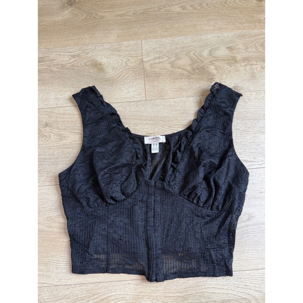 EUC Collabo by privy Los Angeles Nordstrom black lace corset tank top size M